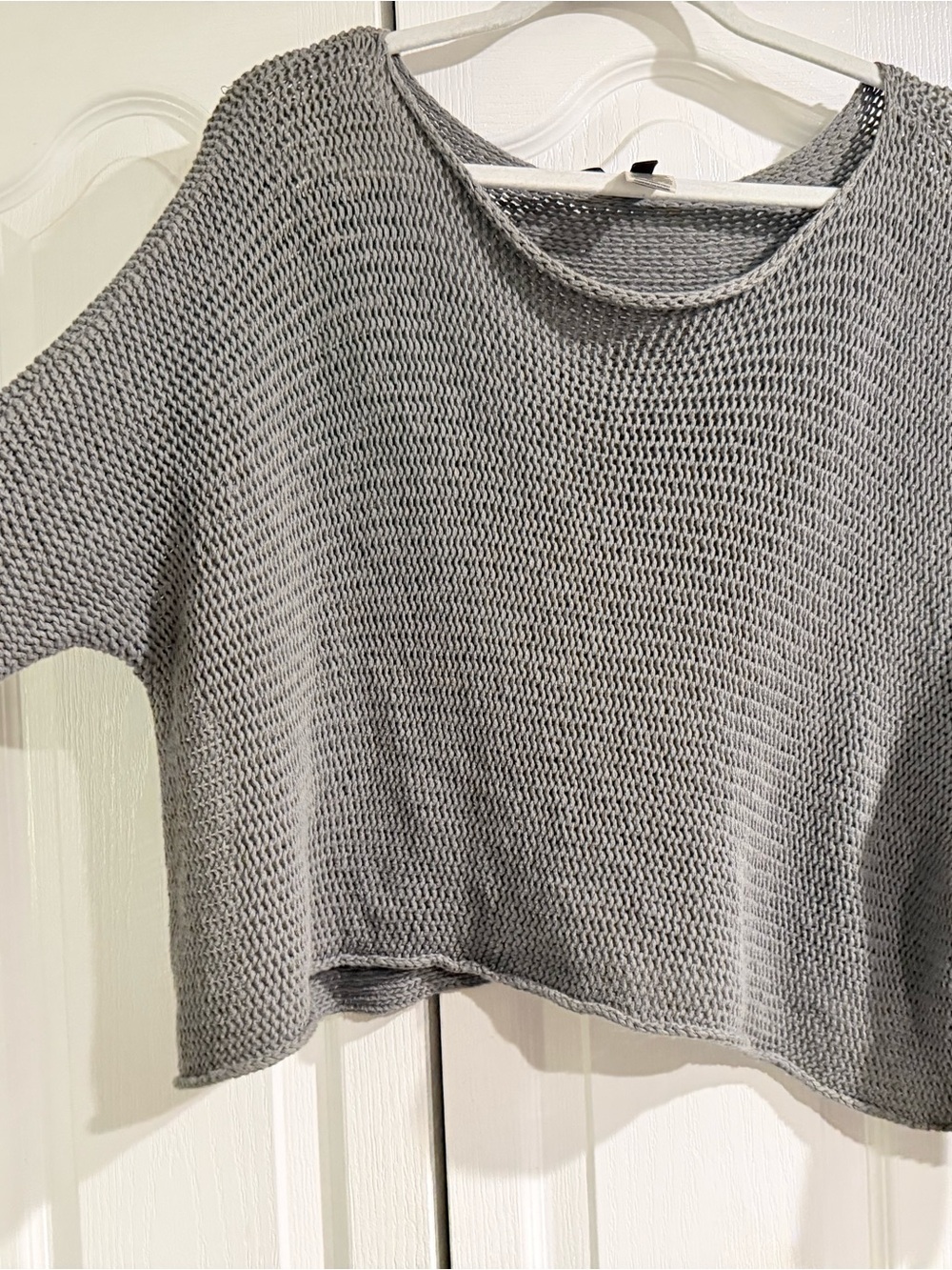 BCBGMaxAzria Knit Boxy Cropped Off Shoulder Knit Sweater